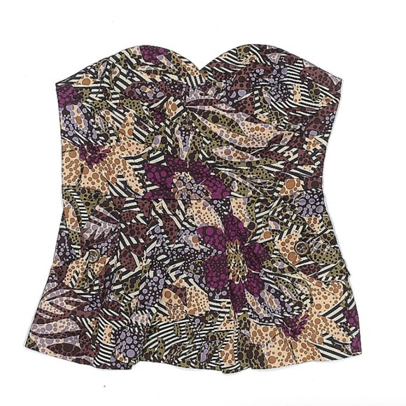 Anthropologie Tops - ANTHROPOLOGIE | Primula Floral Strapless Peplum Bustier with Pockets Size 0